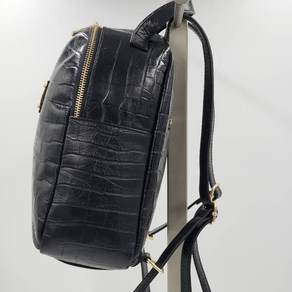Valentino Black Rose Croc Leather Backpack/Gold Hardware main image 6
